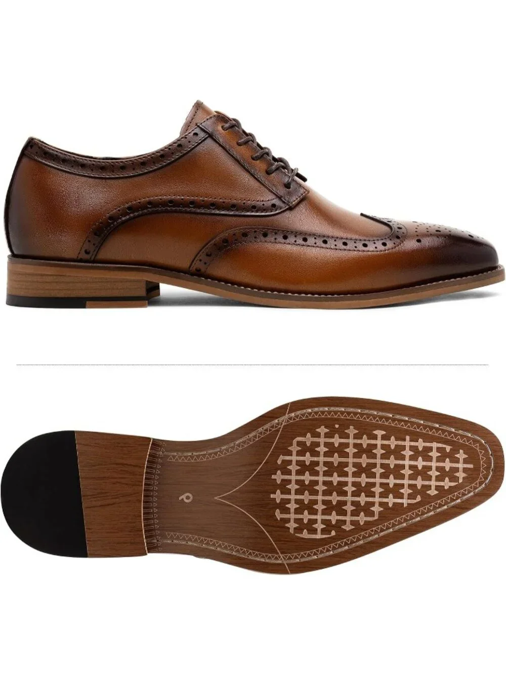 Mens Brown Shade Dunbar Wingtip Lace Up Formal Oxford Leather Brogue Dress Shoes